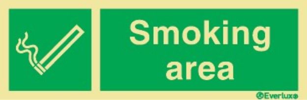 Smoking area sign with supplementary text 